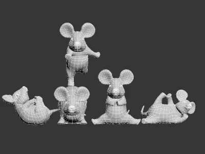 mouse group of mice on grassy field 3D print model