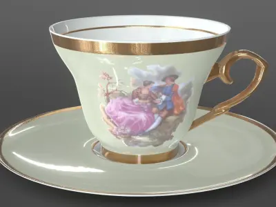 Coffee Cup Porcelain Retro 3D Model  3D model