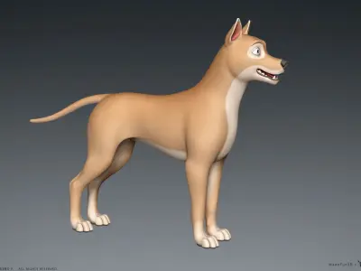 Stylized Cartoon Dog Low-poly 3D model