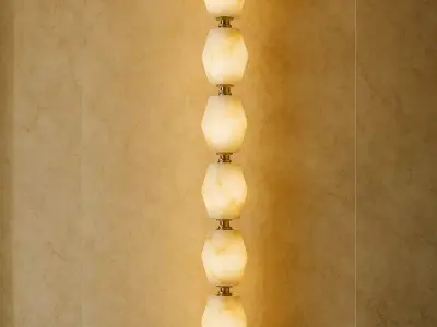 Alabaster Drop Pendant Light - Low-Poly Interior 3D Model 3D model