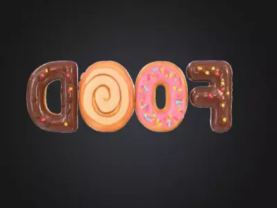 Sweet Treat Food Letters Low-poly 3D model
