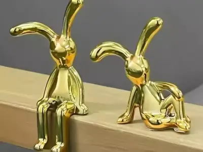 Decorative sculpture design home minimalist sitting rabbits 3D print model