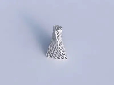 Vase twist tilted triangle with diagonal grid lattice 3D print model