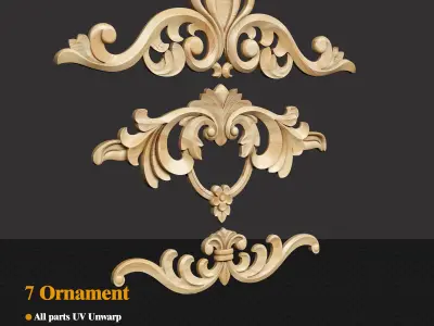 7 Decorative Collection wood carvings 3D model