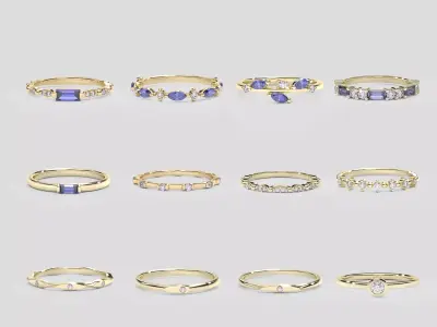 MINIMAL SET DAIMOND RING  12 MODELS 3D print model