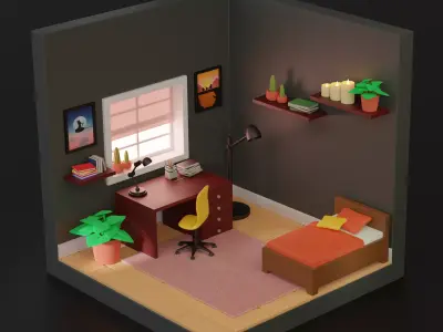 Low  Poly Room  Low-poly 3D model
