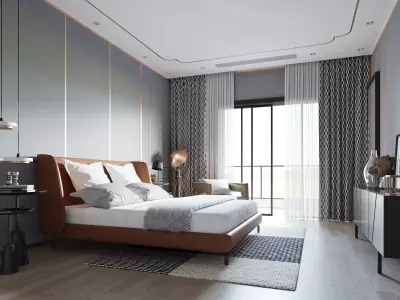 Modern luxury bedroom 47 3D model