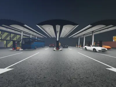 fuel station Low-poly 3D model