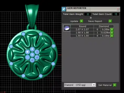 gold floral pendant 3D printable model   3D print model