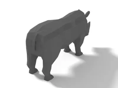 Low Poly Cartoon Rhinoceros Low-poly 3D model