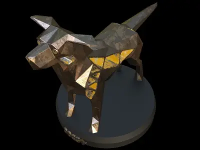 Steampunk Small Tan Dog Low-poly 3D model