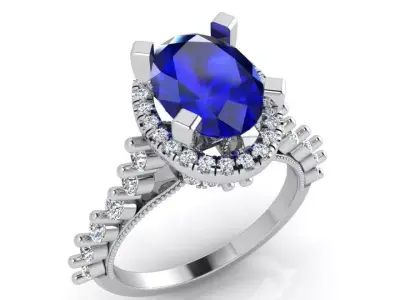 Oval Halo Ring 3649 3D print model