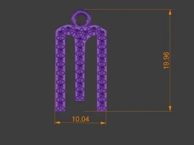 Diamond m Pendant Gold Silver Platinum Luxury Jewelry 3D print model