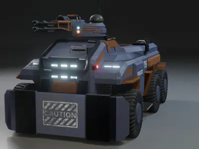 A police armored car model  LowPoly  Low-poly 3D model