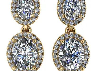 Oval Halo Earring 1344 3D print model