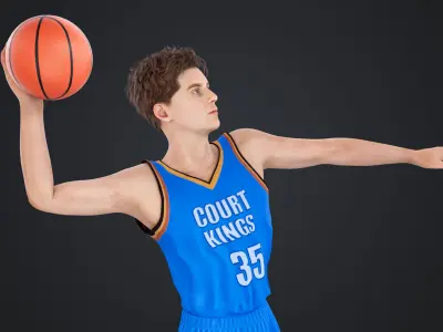 Basketball players Low-poly 3D model