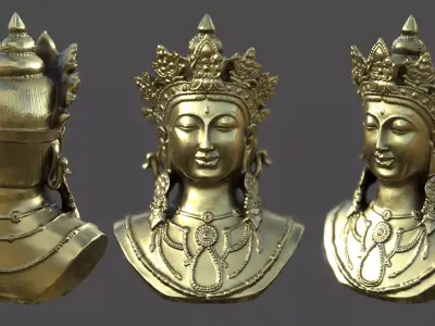 Goddess Tara Bust Low-poly 3D model