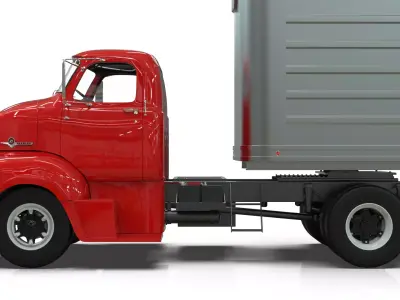 COE Semi Truck Single Axle plus box Trailer 3D model