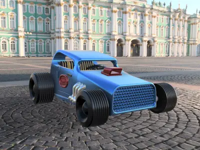Multi - Piece Custom Hot Road Car  3D print model