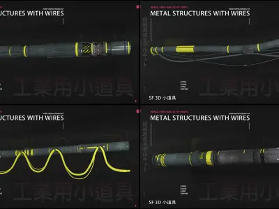 Wires  pipes and sci-fi props 3D model