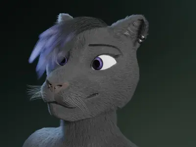 Tasha Anthro Panther 3D model