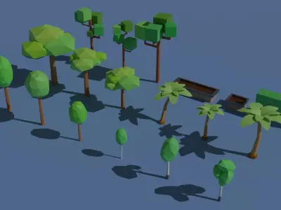 SkatePark Low Poly 48 meshes Free 3D model