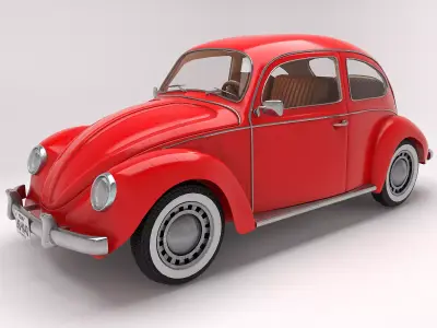 Vintage Red Car  Low-poly 3D model