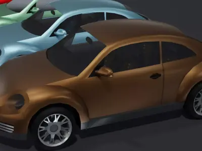 Generic Compact Car With Interior Lowpoly 3D Model Low-poly 3D model