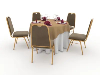 Banquet Table and Chair 06 3D model