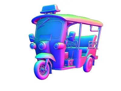 Tuk Tuk Stylized Rickshaw Low Poly 3D Model Low-poly 3D model