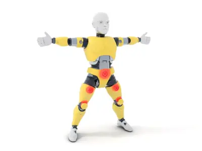 Yellow Humanoid Robot model pack Low-poly 3D model