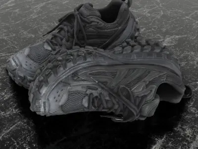 BALENCIAGA DEFENDER BLACK 3D SHOES Low-poly 3D model