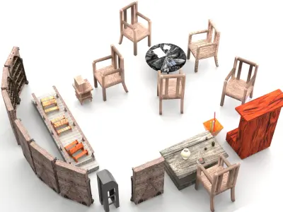  Medieval Library Model Pack  3D Model Low-poly 3D model