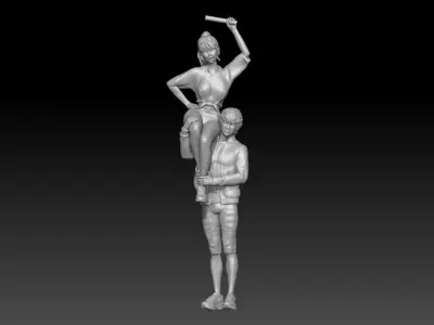 korean baseball cheerleader girl and boy  3D print model
