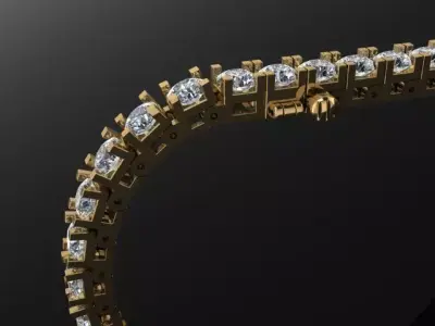 Box Style Diamond Tennis Bracelet 3mm50 3D print model