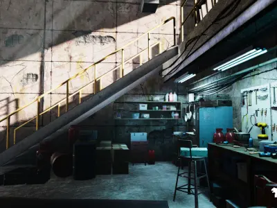 Garage Warehouse Environment-Garage Warehouse-Modular Garage Low-poly 3D model