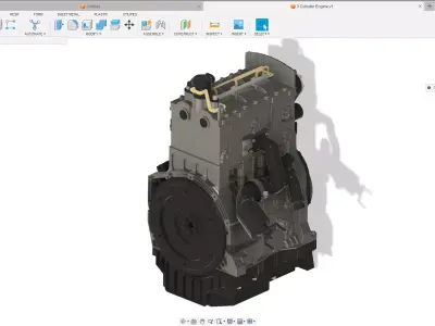 3 Cylinder Engine 3D print model