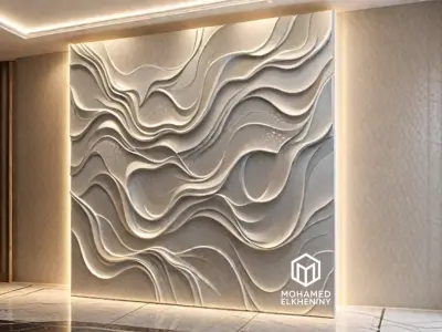 modern panel wall decor set wall relief mural CNC 137  3D model