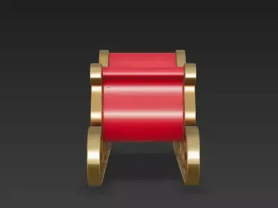 Luxury Santa Sleigh Low-poly 3D model