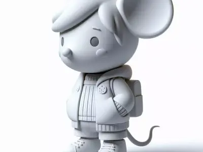 3D Printed Cute Mouse with School Bag Decorative Showpiece 3D print model
