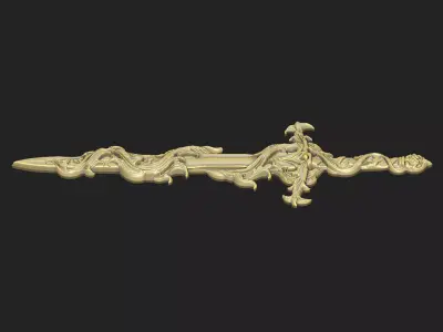 sword relic art art-cnc milling majestic textured wood-engraved 3D print model