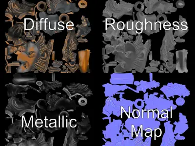 Lion Head Door Knocker Model Pack Low-poly 3D model