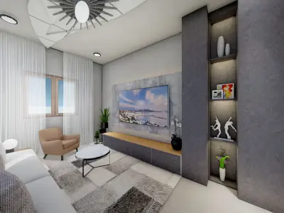 living room 3D model 2