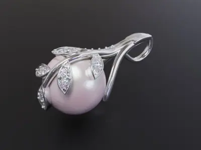 Pearl leaf natural earrings 3D print model