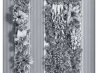 Vertical graden wooden frame wooden wall decor Low-poly 3D model