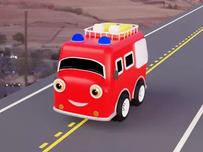 Cartoon Fire Truck 3D model