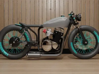 Custom Suzuki Brat Motorcycle Low-poly 3D model