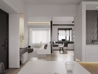 Modern living room dining room interior scenes 257 3D model