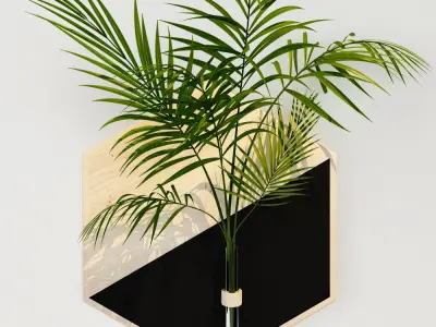HAnging 2 hexagon vase with plant in it 3D model