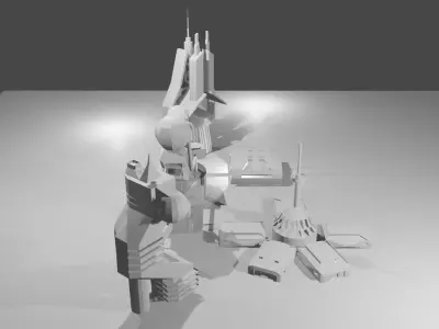 SCIFIBUILDING pack  Low-poly 3D model